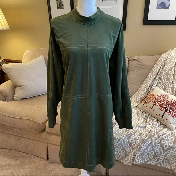 Anthropologie Green Moss Suede Women's Dress Anthropologie Green Moss Suede Women's Dress